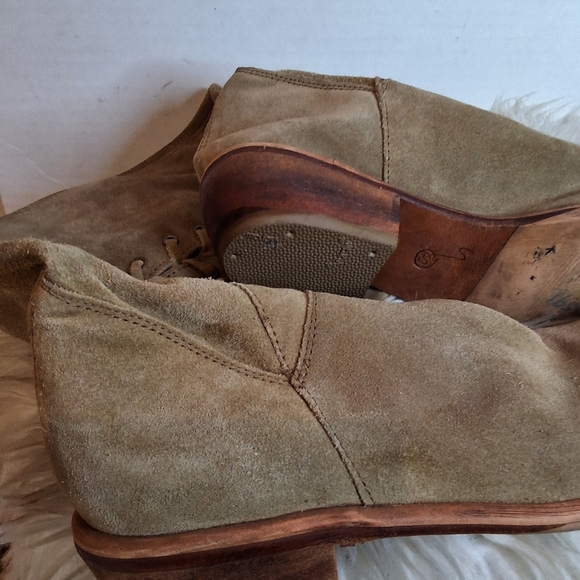 B/ X By Bronx Camel Suede Tie Up Knee High Boots 40 - Picture 12 of 16